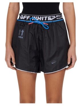 Off-White Nike Black Athletic Shorts with White Trim